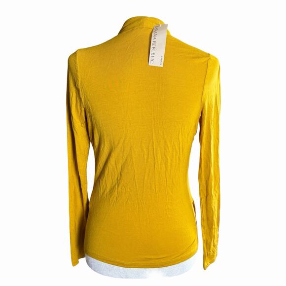 Banana Republic Petite Threadsoft Wrap Top L/S Chase Yellow 664099 Career M NWT - Picture 3 of 10